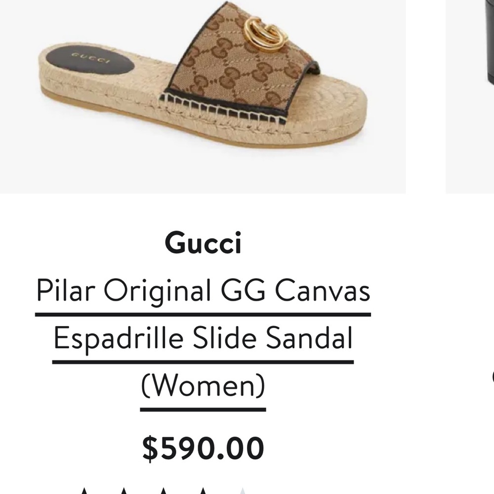 Gucci Brown Monogram Espadrille Slide Sandals with Gold Double G - Picture 5 of 8